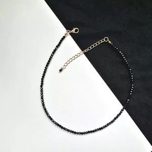 Simple Black Bead Choker Necklace